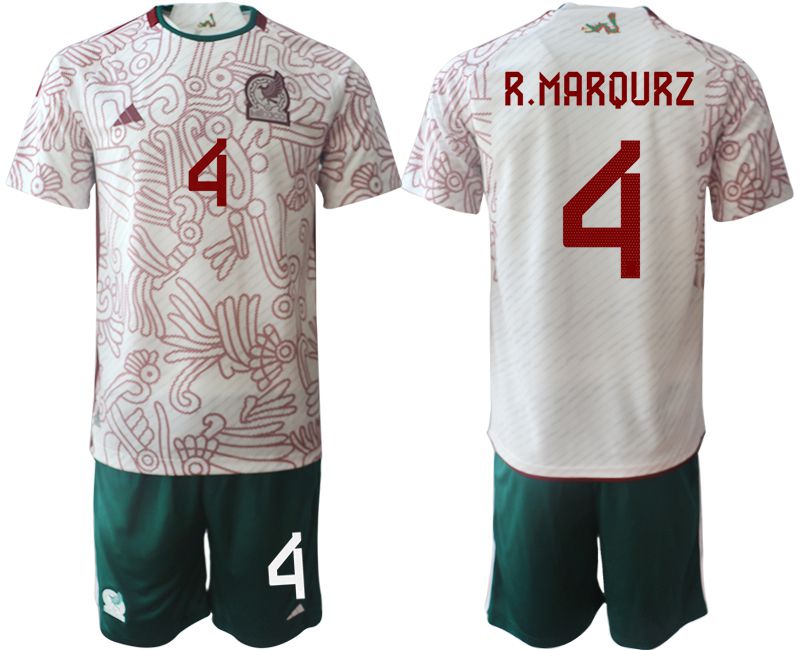 Men 2022 World Cup National Team Mexico away white #4 Soccer Jerseys->mexico jersey->Soccer Country Jersey